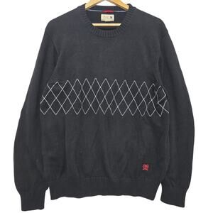 Tommy Hilfiger Men Vtg 90s Preppy Academia Heritage Embroidered Argyle Sweater L